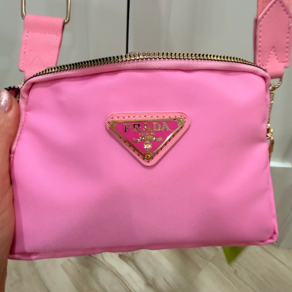 Prada Novelty/GWP Pink Crossbody Bag with Novelty Tan Scrunchie - NWT - Picture 3 of 13